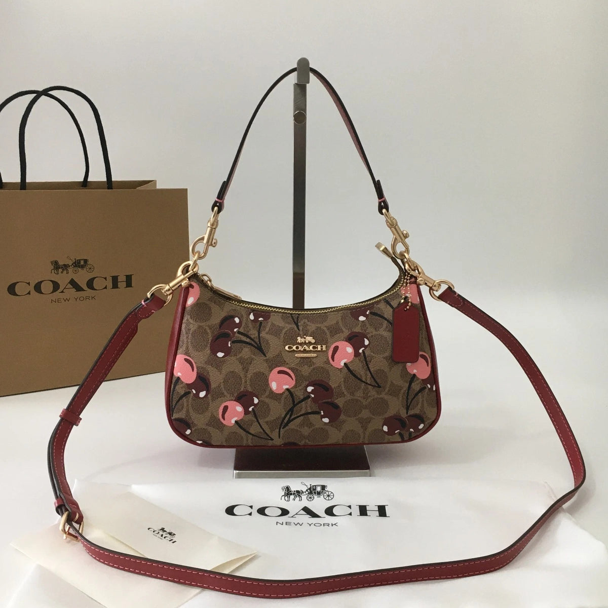 Coach Cherry Print Signature Crossbody Shoulder Bag