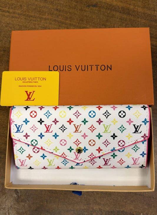 Louis Vuitton Multicolor Monogram Long Wallet – Snap Closure, Elegant Designer Purse